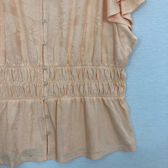 New Rio & Rian Light Orange Flutter Sleeve Stretch Smock Detail Blouse size 2X - Picture 4 of 9